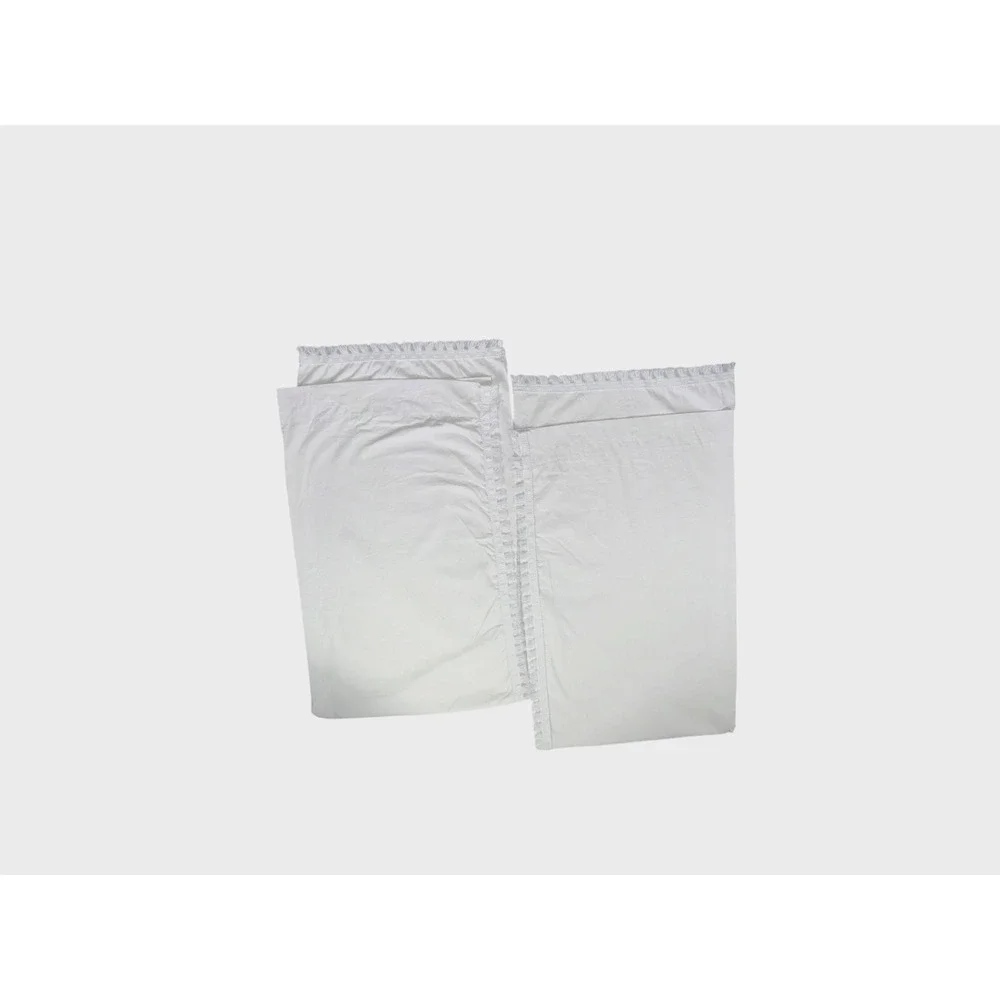 Pair Fringe Trim Curtains Drapes Vintage White Cotton Side Border 2 Panels